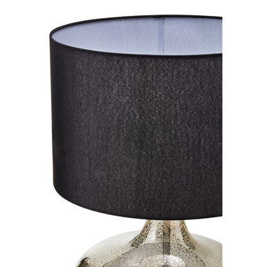 Orsina Luz Silver Glass Table Lamp with Black Linen Shade