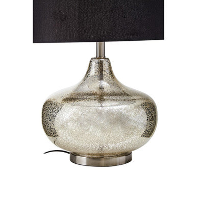 Orsina Luz Silver Glass Table Lamp with Black Linen Shade
