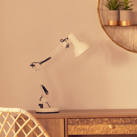 Orsina Payton Studio Matte White Metal Desk Lamp | Adjustable Task Light