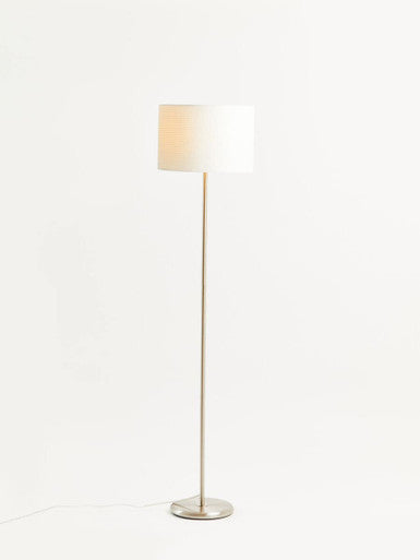 Orsina Forma Floor Lamp – Cream Waffle Texture Shade & Chrome Stand