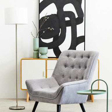 Orsina Forma Floor Lamp – Cream Waffle Texture Shade & Chrome Stand