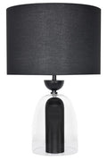 Orsina Sellis Modern Table Lamp | Clear Glass and Black Metal