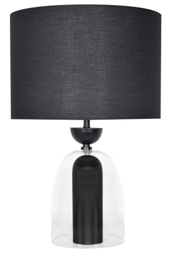 Orsina Sellis Modern Table Lamp | Clear Glass and Black Metal