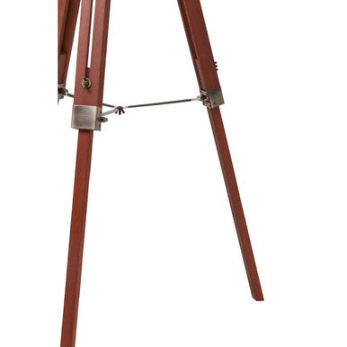 Orsina Malvern Tripod Floor Lamp – Brown Wood with White Linen Shade
