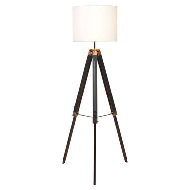 Orsina Malvern Tripod Floor Lamp – Black Wood Base & White Linen Shade