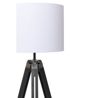 Orsina Malvern Tripod Floor Lamp – Black Wood Base & White Linen Shade
