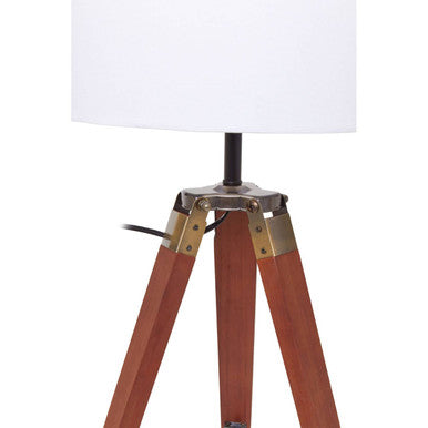 Orsina Malvern Tripod Table Lamp – Brown Base with White Linen Shade