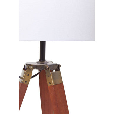 Orsina Malvern Tripod Table Lamp – Brown Base with White Linen Shade
