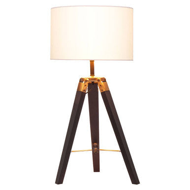 Orsina Malvern Tripod Table Lamp – Black Wood Base & Linen Shade