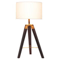 Orsina Malvern Tripod Table Lamp – Black Wood Base & Linen Shade