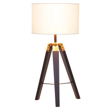 Orsina Malvern Tripod Table Lamp – Black Wood Base & Linen Shade