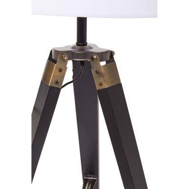 Orsina Malvern Tripod Table Lamp – Black Wood Base & Linen Shade