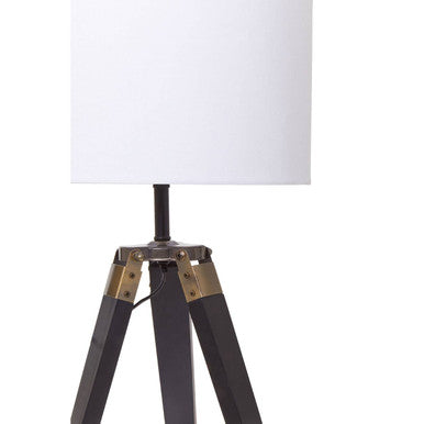 Orsina Malvern Tripod Table Lamp – Black Wood Base & Linen Shade