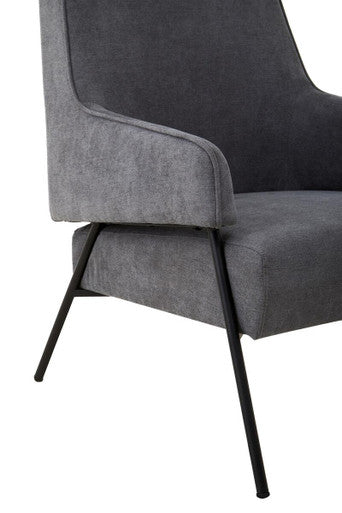 Orsina Henia Ash Grey Velvet Accent Chair | High Back Armchair