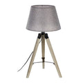 Orsina Harper Grey Tripod Table Lamp – Modern Wood and Fabric Light
