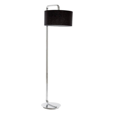Orsina Leyna Floor Lamp – Modern Chrome Stand with Black Fabric Shade