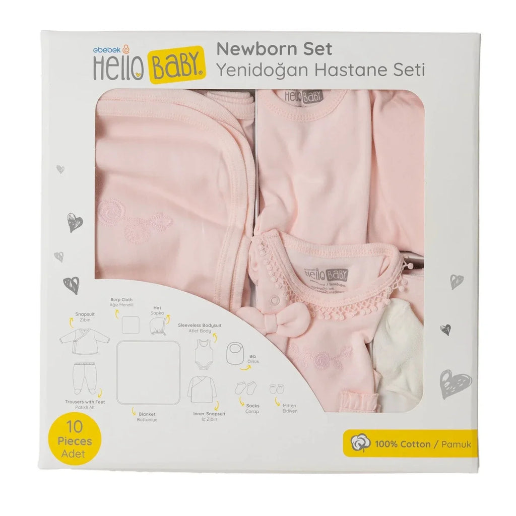 HelloBaby Newborn 10 pcs Starter Set - Pink