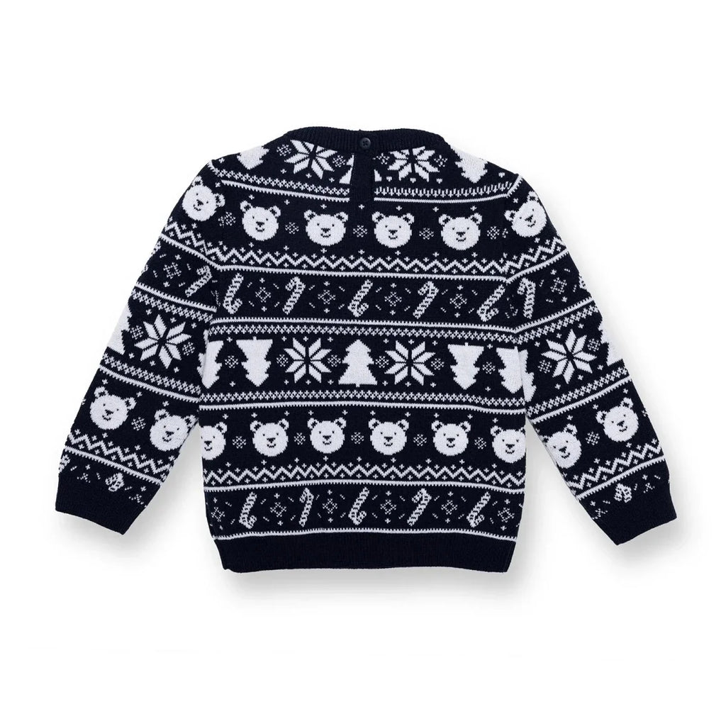 HelloBaby Christmas Baby Boy Snow Party Sweatshirt - Navy Blue