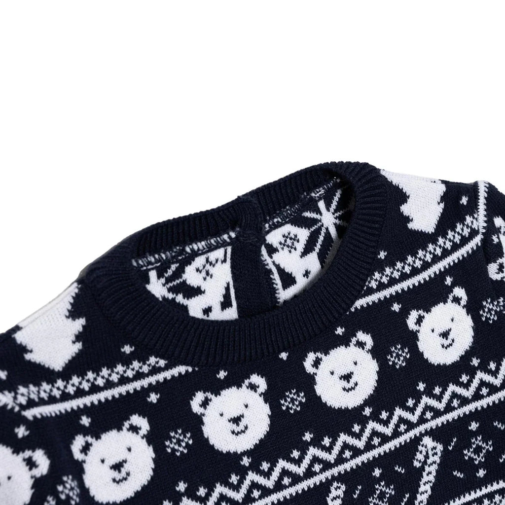 HelloBaby Christmas Baby Boy Snow Party Sweatshirt - Navy Blue