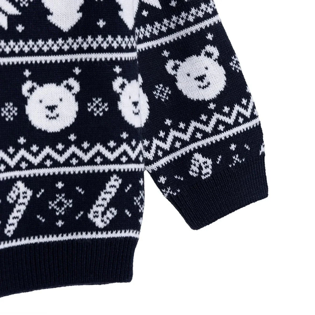 HelloBaby Christmas Baby Boy Snow Party Sweatshirt - Navy Blue