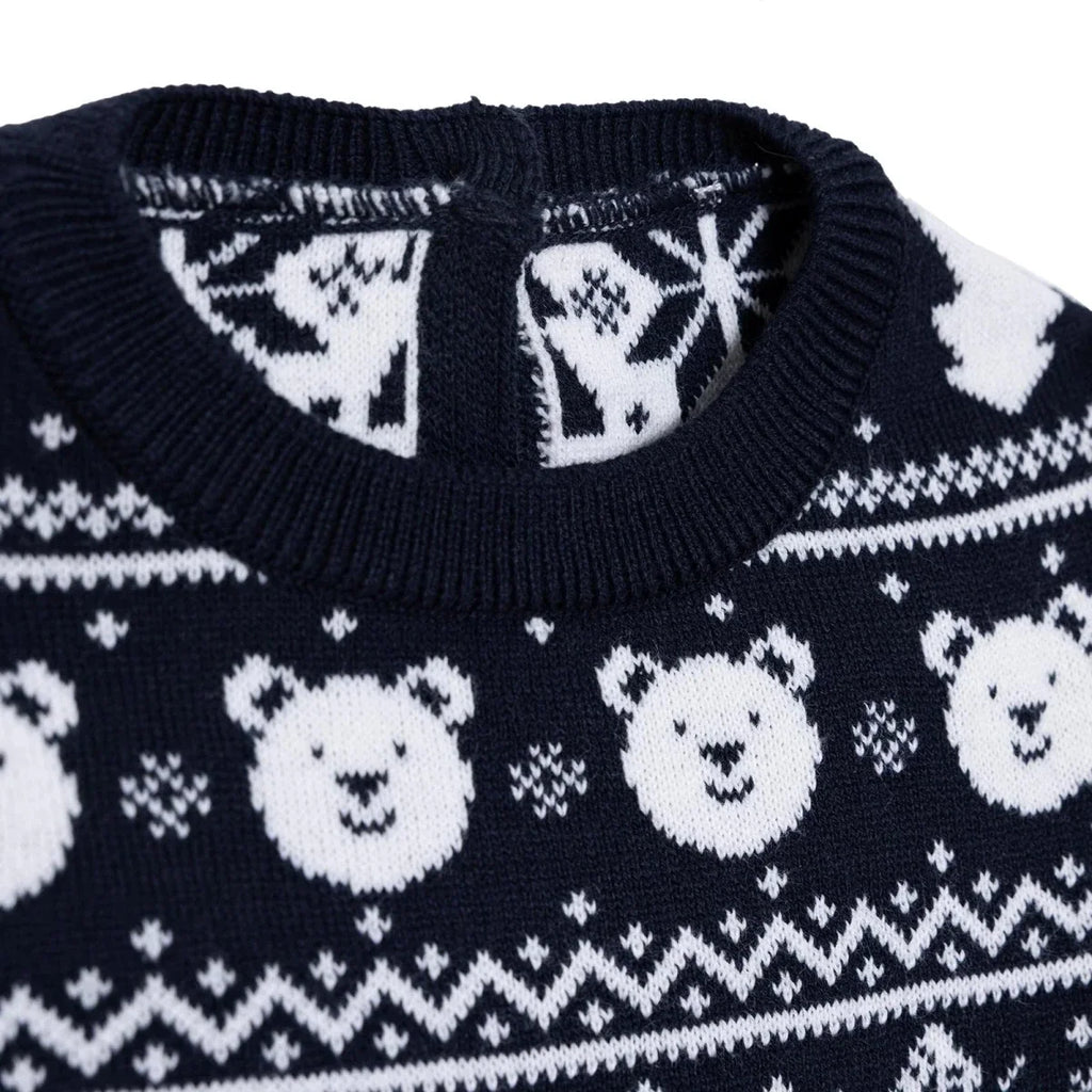 HelloBaby Christmas Baby Boy Snow Party Sweatshirt - Navy Blue