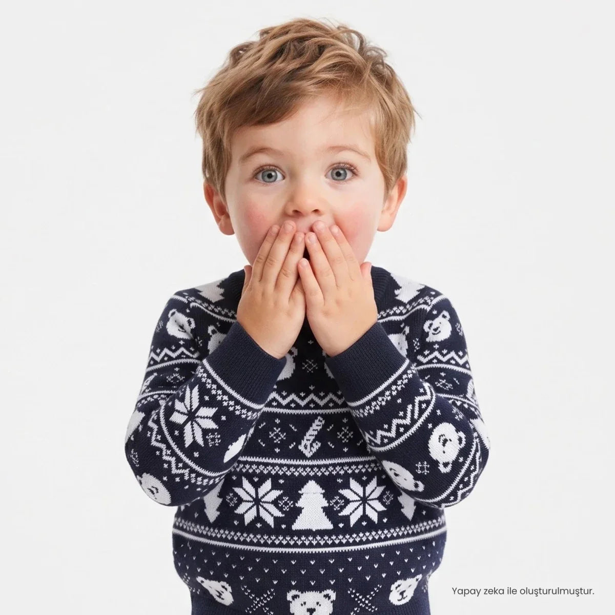 HelloBaby Christmas Baby Boy Snow Party Sweatshirt - Navy Blue