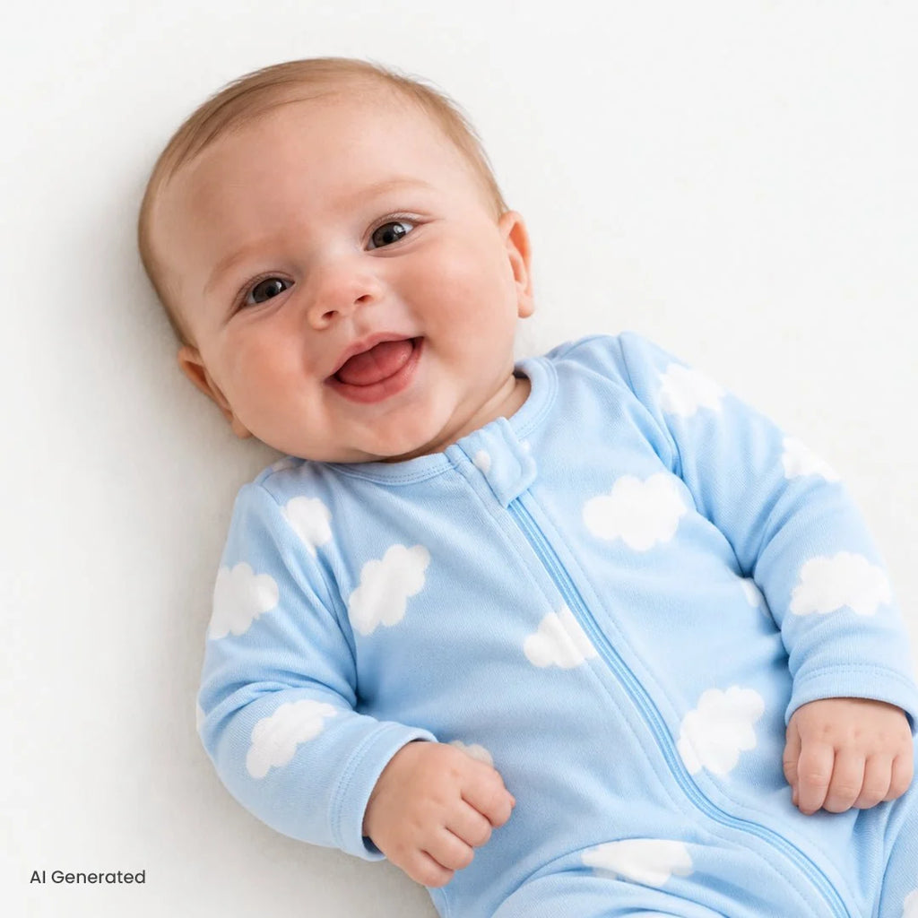 HelloBaby Newborn Footed Jumpsuit - Light Blue