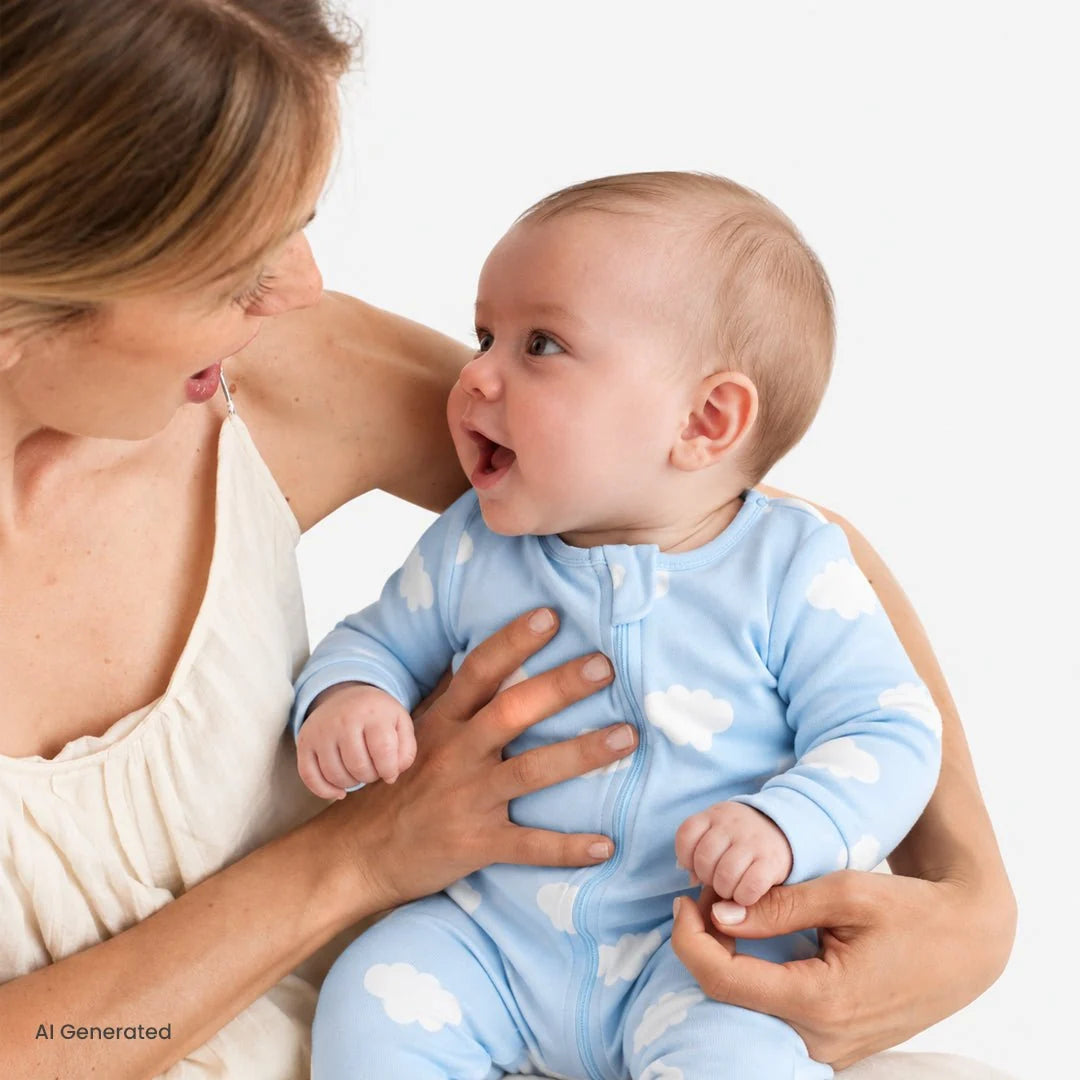HelloBaby Newborn Footed Jumpsuit - Light Blue