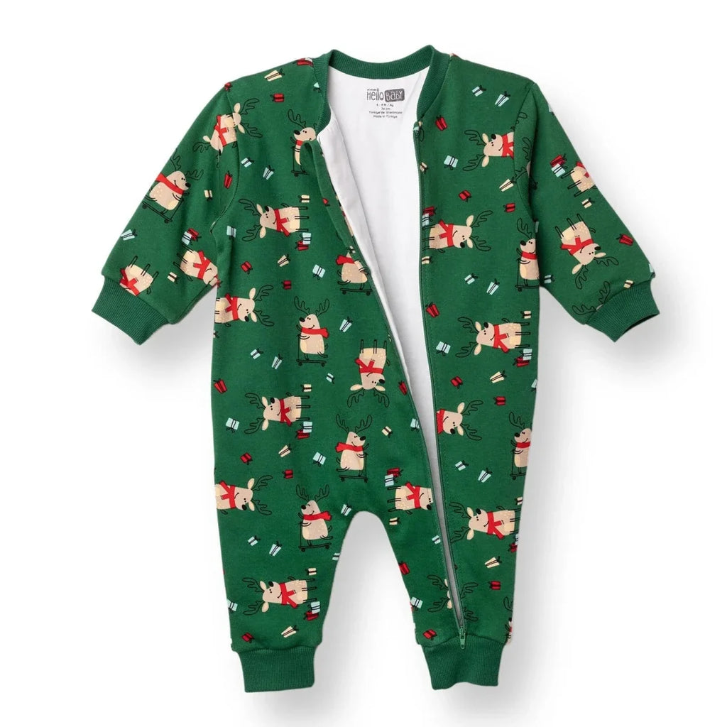 HelloBaby Christmas Baby Boy Sleepsuit - Dark Green