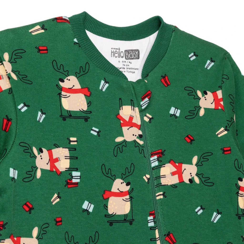 HelloBaby Christmas Baby Boy Sleepsuit - Dark Green