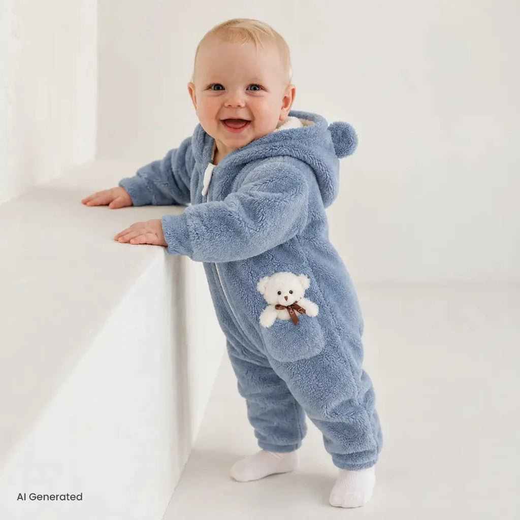 Midimod Newborn Welsoft Footless Jumpsuit - Blue