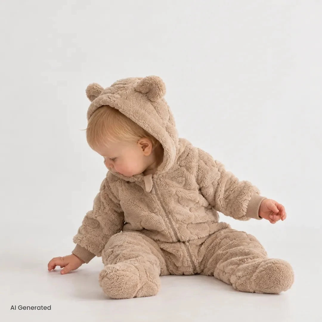 Midimod Newborn Welsoft Footed Jumpsuit - Light Brown