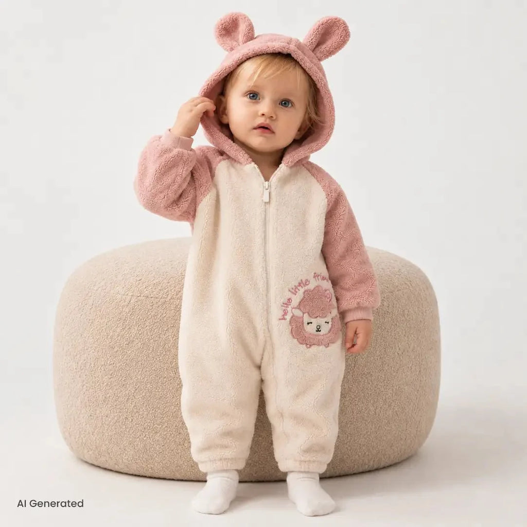 Midimod Newborn Welsoft Footless Jumpsuit - Ecru
