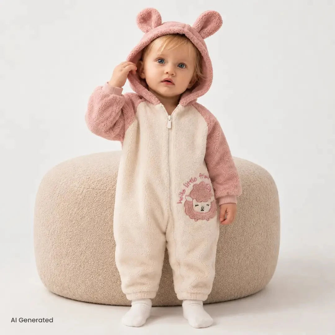 Midimod Newborn Welsoft Footless Jumpsuit - Ecru