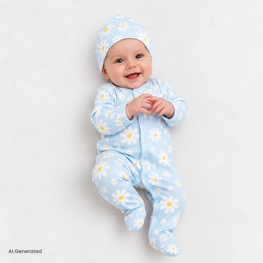 HelloBaby Girl Jumpsuit-Hat - Blue