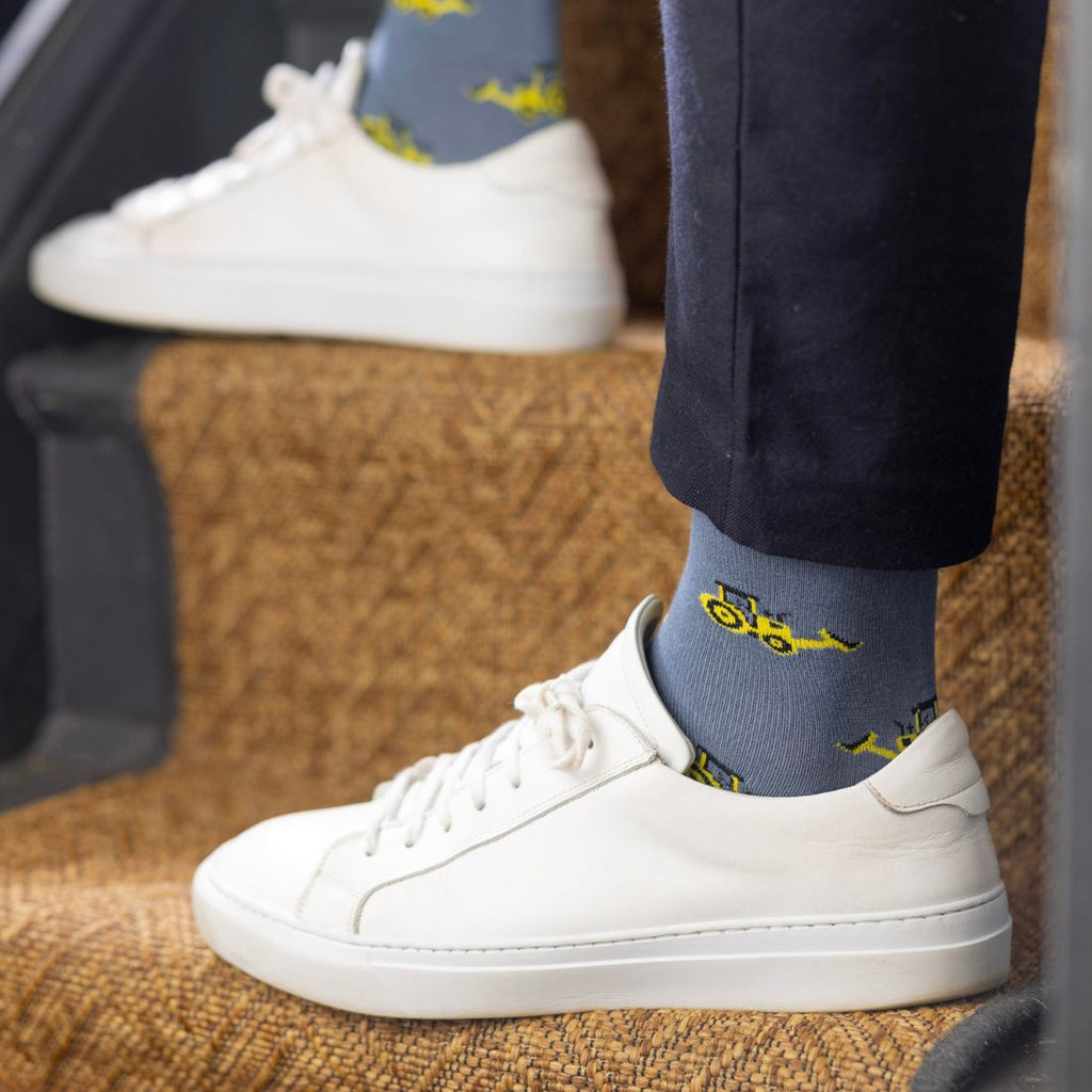 Swole Panda Yellow Digger Bamboo Socks – Novelty Construction Socks