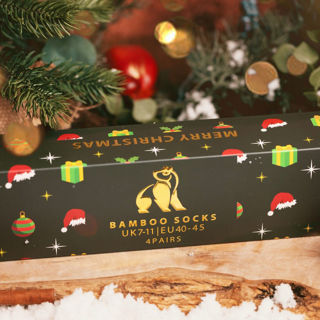 Swole Panda Men's Bamboo Socks Christmas Gift Box – 4 Pair Set