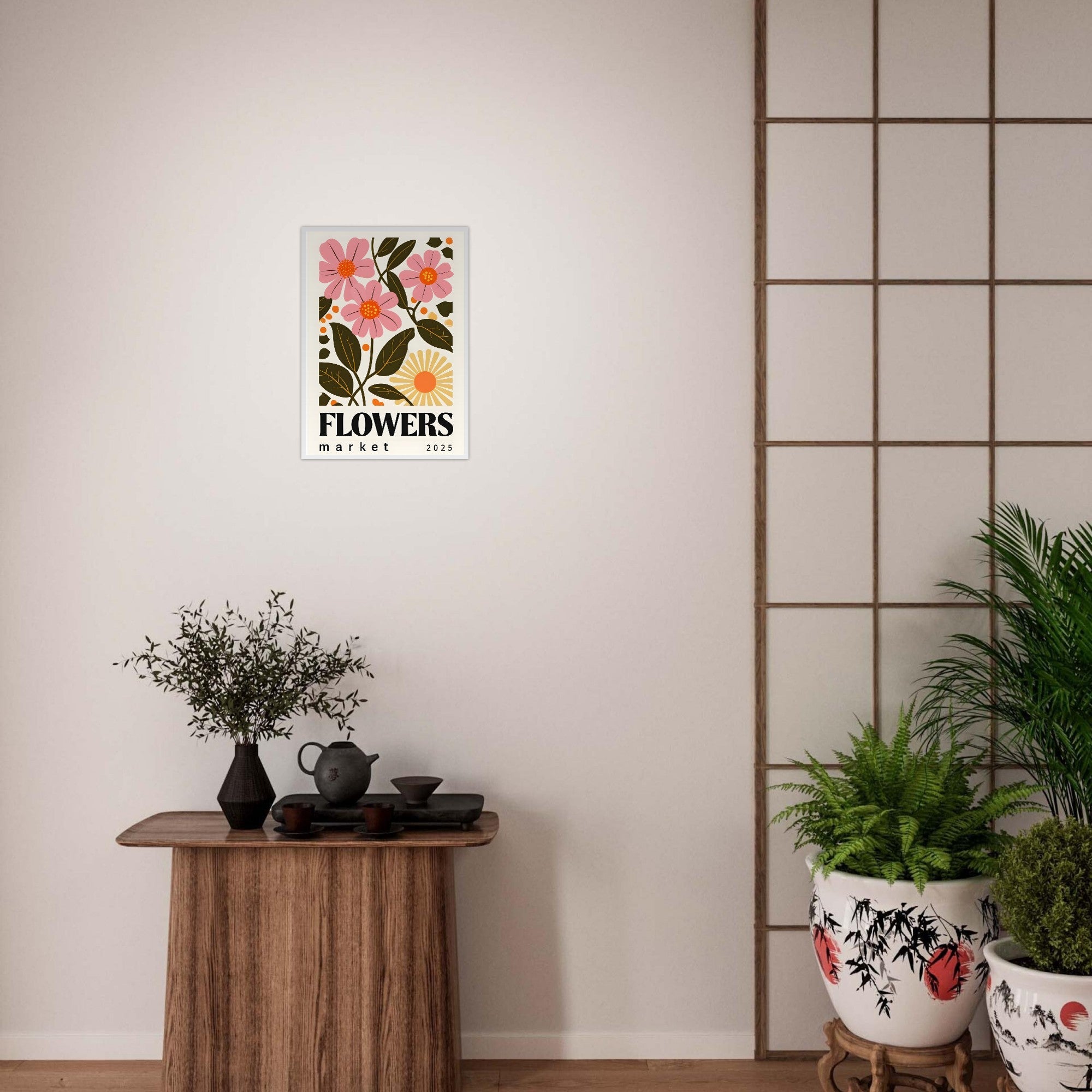 Minimalist Flower & Typography Framed Poster – Modern Floral Wall Art