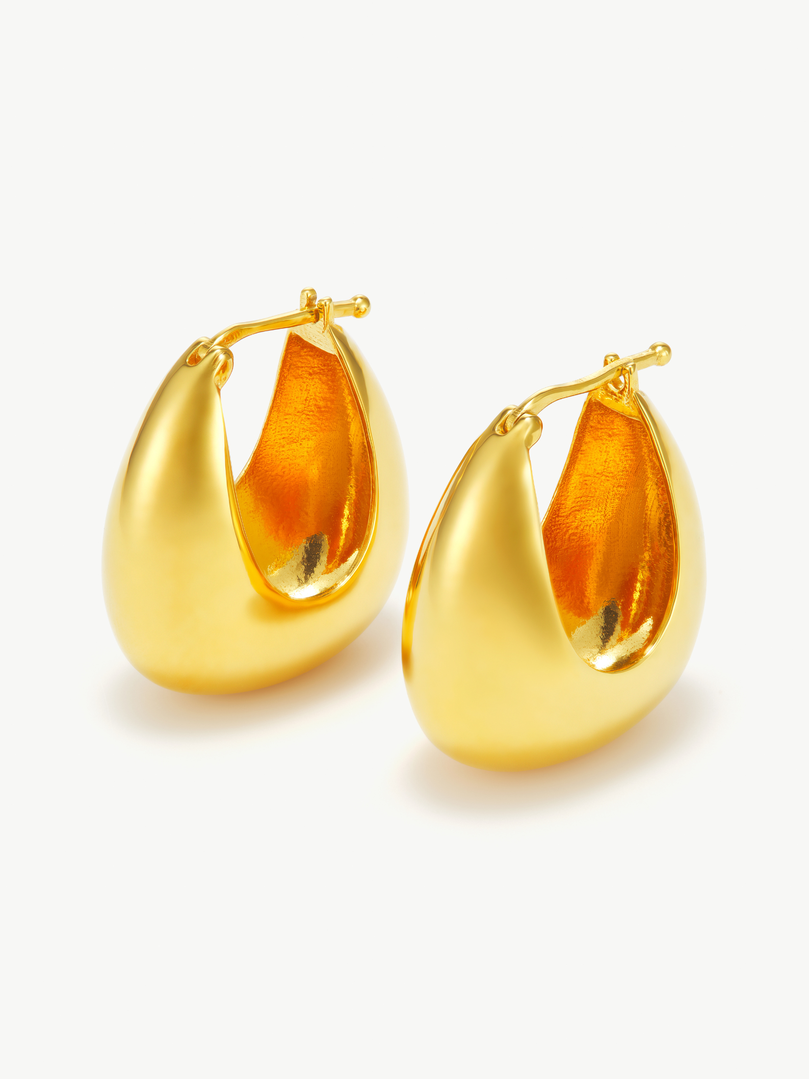 No More Nobody Jude Gold Vermeil Elongated Hoop Earrings - Recycled Silver