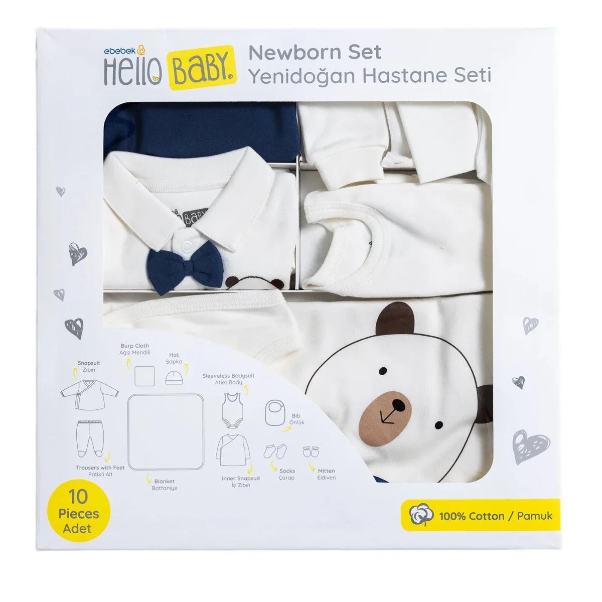 HelloBaby 10 Piece Bear Print Baby Hospital Bag Set (Newborn) - image 7