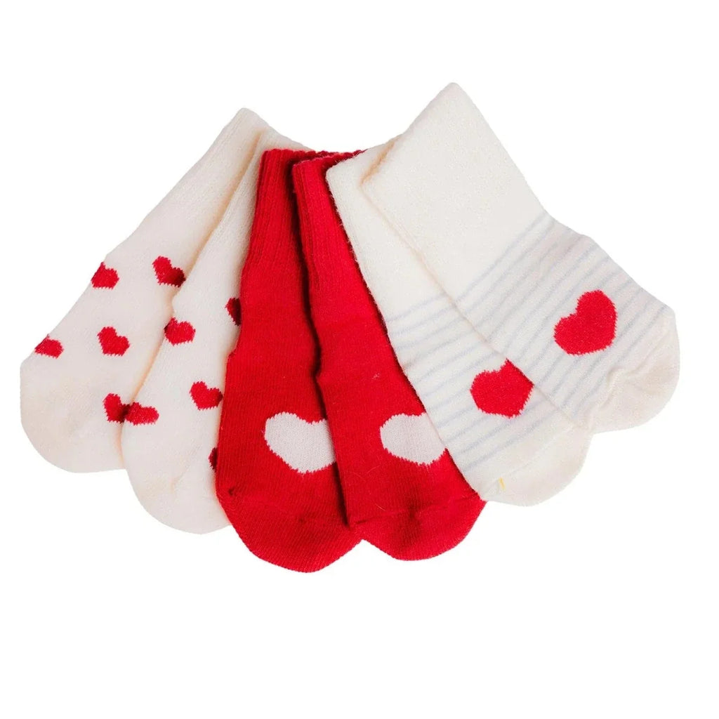 HelloBaby Heart Print 3 Pack Roll-Top Baby Socks (Newborn to 12-24 Months) - image 6