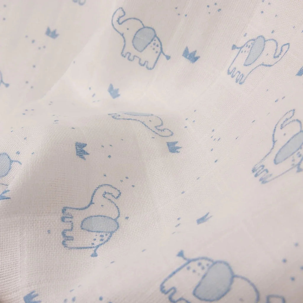 Little Dreams Elephant Print Muslin Baby Blanket (100 x 110 cm) - image 4