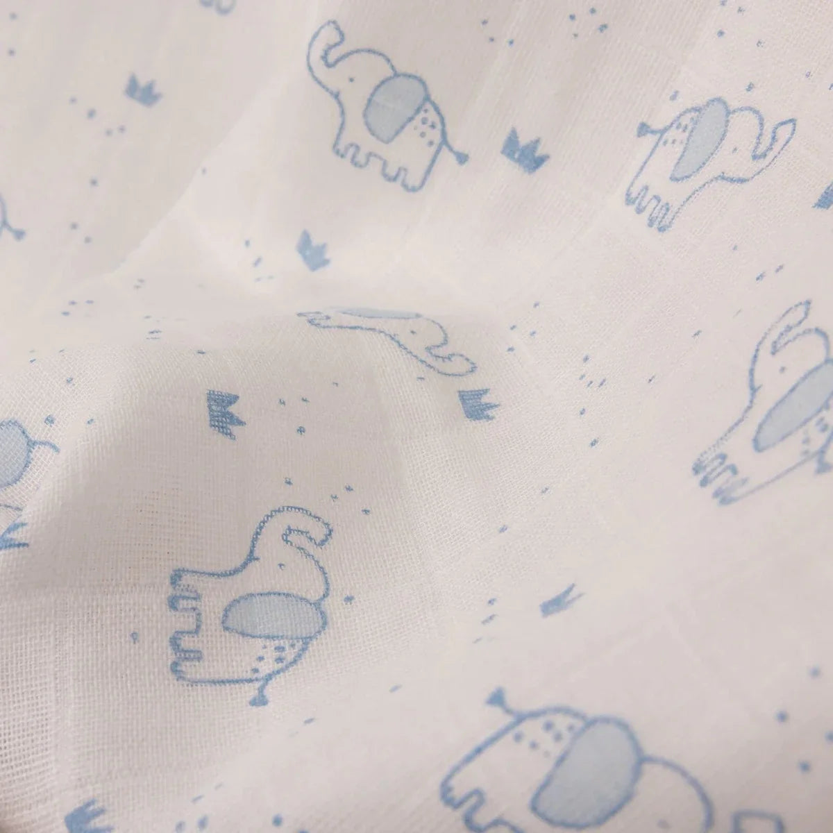 Little Dreams Elephant Print Muslin Baby Blanket (100 x 110 cm) - image 4