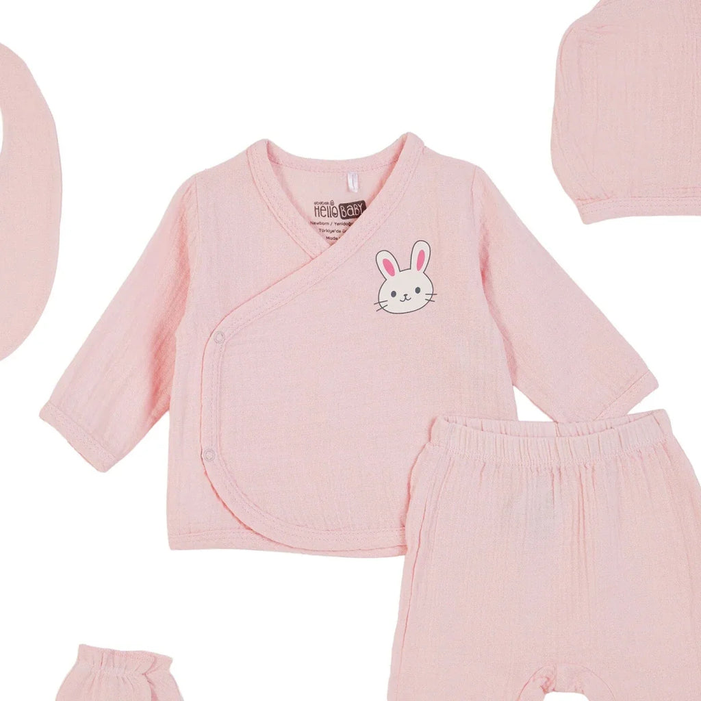 HelloBaby 5 Piece Bunny Print Muslin Baby Hospital Bag Set on a Hanger (Newborn) - image 3