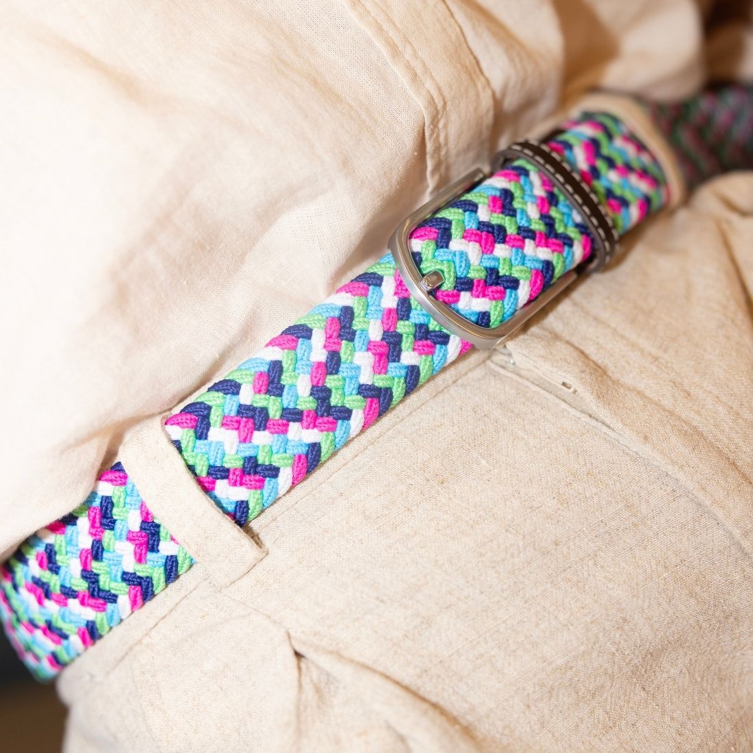 Swole Panda Bright Zigzag Woven Belt | Recycled Elasticated Unisex