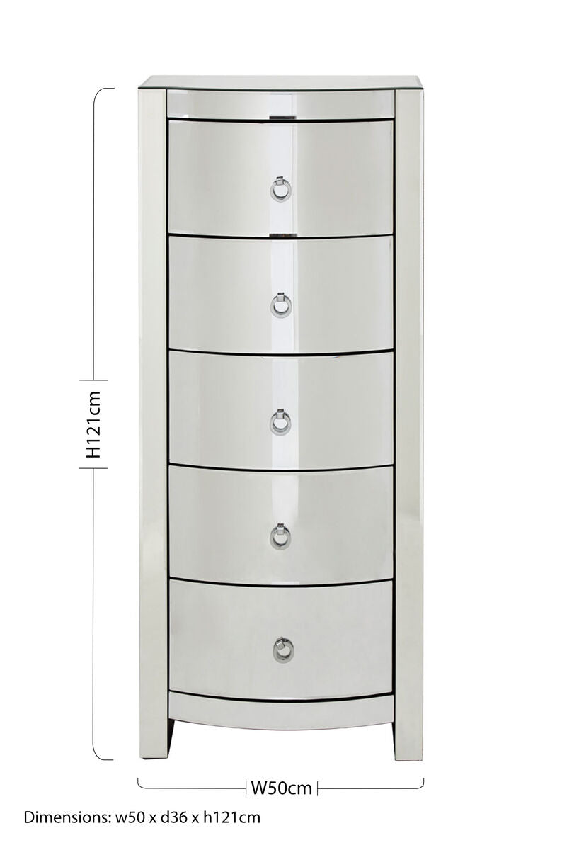 Orsina Verona Curved Tall Boy Drawers – 5-Drawer Modern Storage