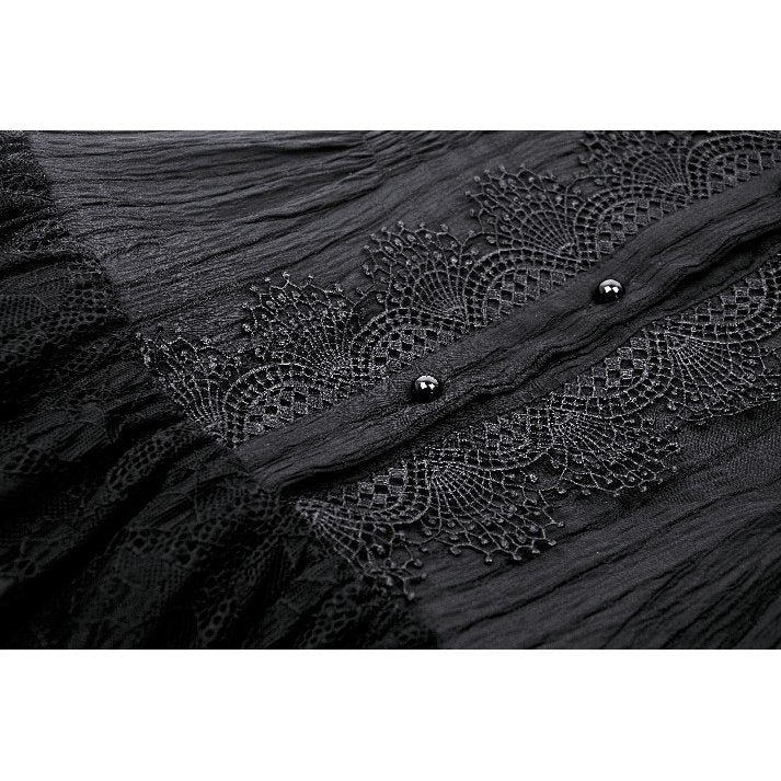 Dark in Love Diya Black Tiered Goth Dress – Sleeveless Lace Victorian
