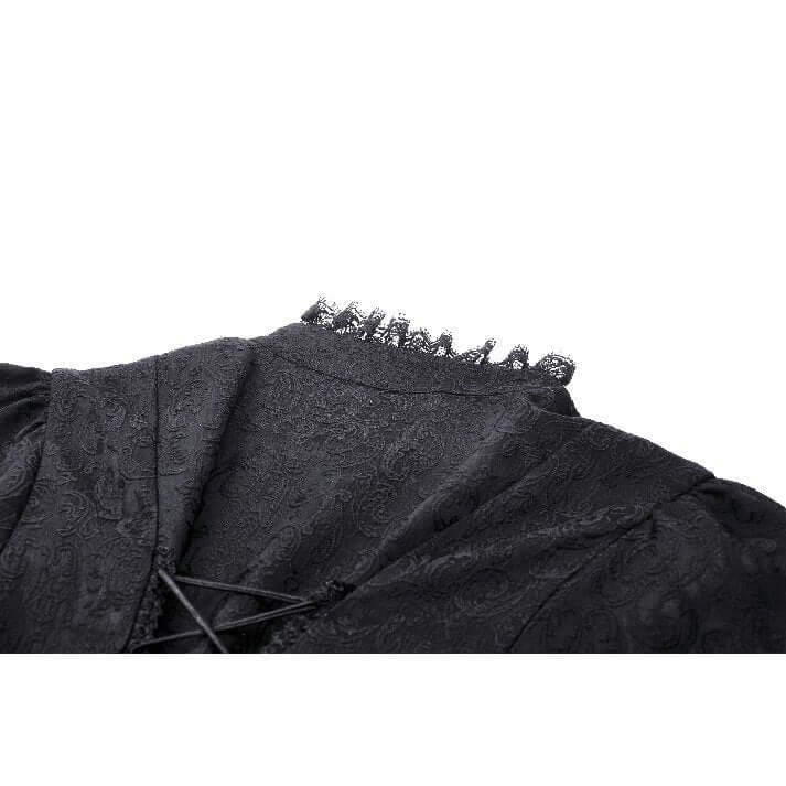 Dark in Love Felicity Gothic Lace Zip Up Tailcoat Shirt – Black