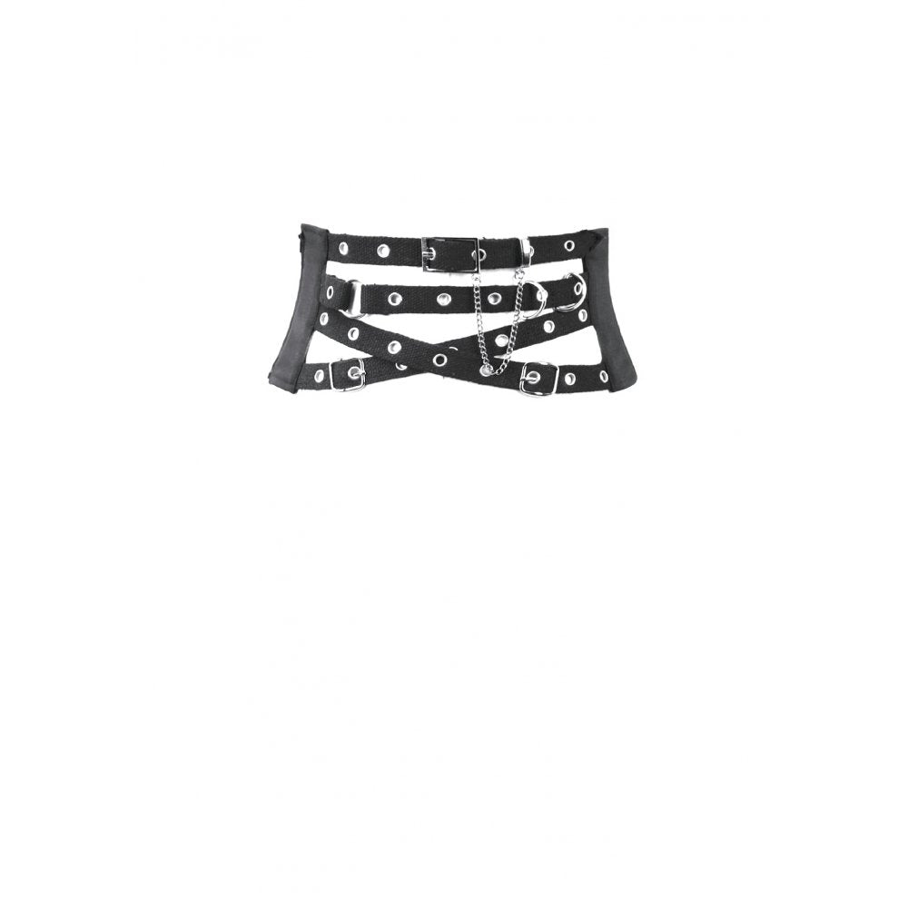 Dark in Love Catriona Gothic Black Corset Waist Belt with Buckles