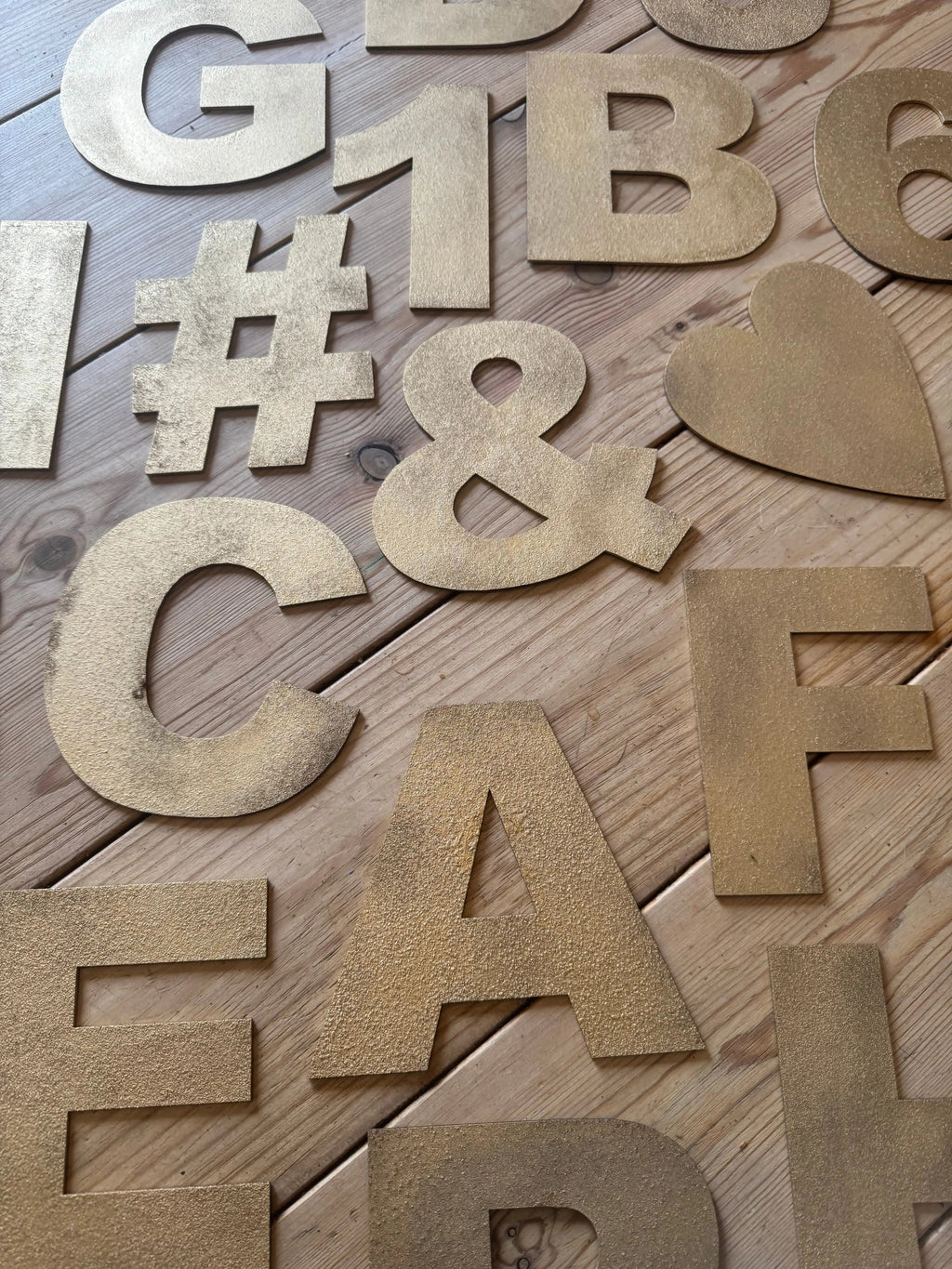 Rustic Warehouse Gold Metal Alphabet Letters – Vintage Fat Font Signage